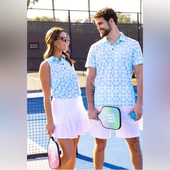 NEW! Kenny Flowers The Maldives Ladies Sleeveless Golf Polo Shirt Blue SZ L - Picture 2 of 11